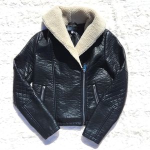 GRAY, SAKS FIFTH AVENUE, Black, Sz. XS, Fur Collared, Bomber Style, Zipper, Coat